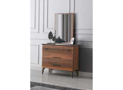 Cómoda con espejo armario Armario de madera Marrón Dormitorio