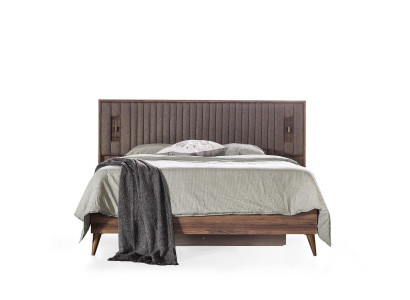 Cama Cama doble Marco de cama Cama de madera Marrón Estructuras de cama Dormitorio