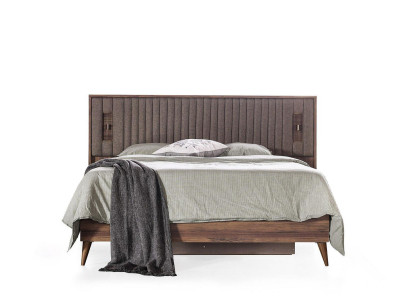 Cama Cama doble Marco de cama Cama de madera Marrón Estructuras de cama Dormitorio