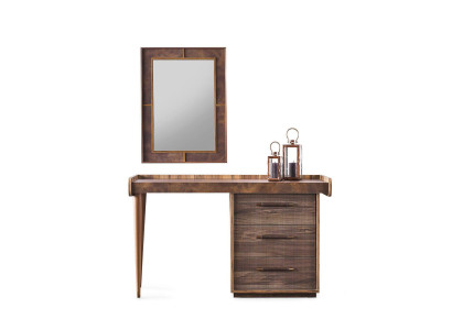 Tocador consola espejo Mesa de tocador Mesa de maquillaje madera marrón.