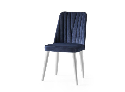 Silla de cocina Silla de comedor Silla de madera Tela Azul Moderna Acolchado Asiento