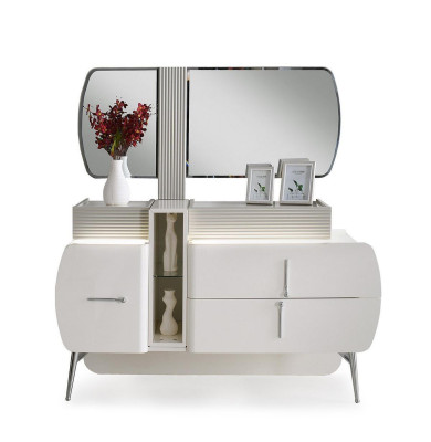 Lujo cómoda tocador armario espejo blanco madera moderno conjunto