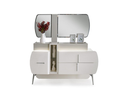 Lujo cómoda tocador armario espejo blanco madera moderno conjunto