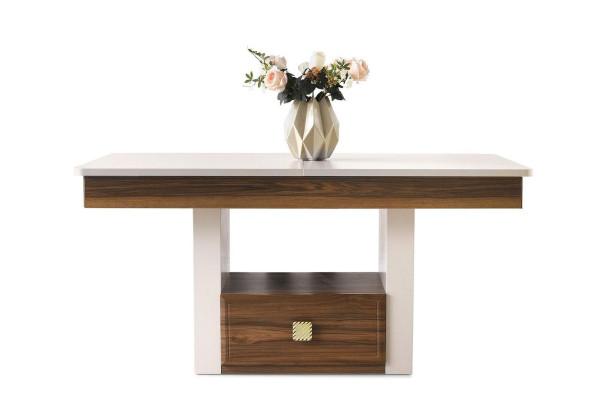 Mesa de comedor, rincón de comedor, mesa de comedor, mesa, madera beige, mesa de madera extensible.