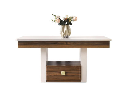 Mesa de comedor, rincón de comedor, mesa de comedor, mesa, madera beige, mesa de madera extensible.