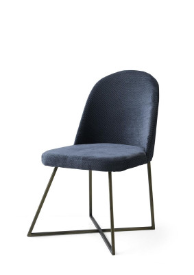 Silla de comedor Silla Silla de cocina Sillón Tela Tapizado Azul Diseño