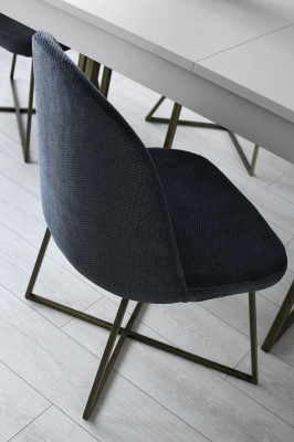 Silla de comedor Silla Silla de cocina Sillón Tela Tapizado Azul Diseño