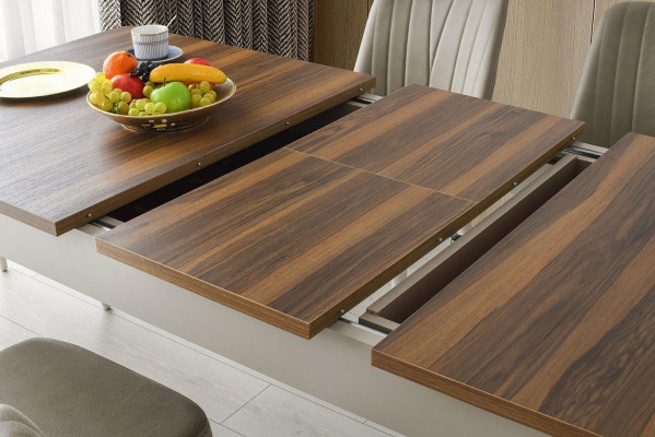 Mesa de comedor Mesa de madera Esquina de comer Beige Comedor Madera Extensible