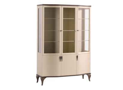 Vitrinas de cristal Armario de vidrio de lujo Credenza Vitrina Sala de estar Beige Madera Nueva