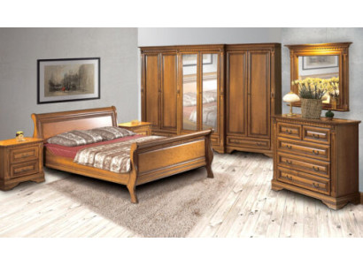 Estilo de casa de campo Cama de 3 piezas con 2 mesitas de noche Juego de muebles de madera Cama marrón