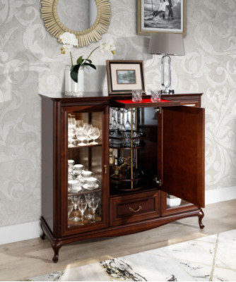 Mueble de bar en casa con armario giratorio para botellas vitrina de madera