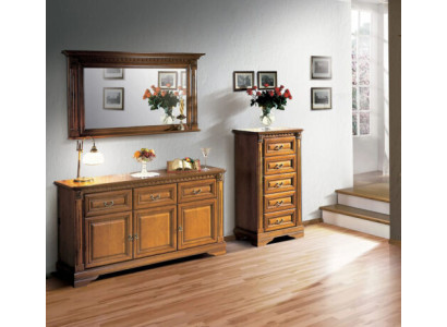 Cómoda de 160 cm con espejo, estilo rústico, muebles, cómodas, aparador de madera.