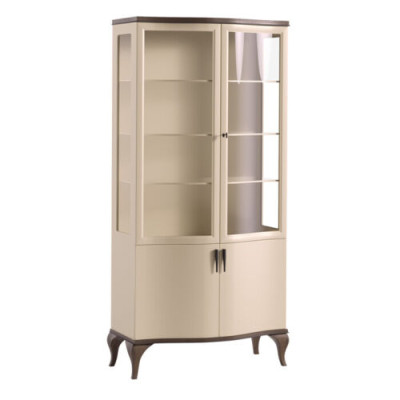 Mueble de lujo con vitrina de dos puertas de vidrio de madera nuevo.