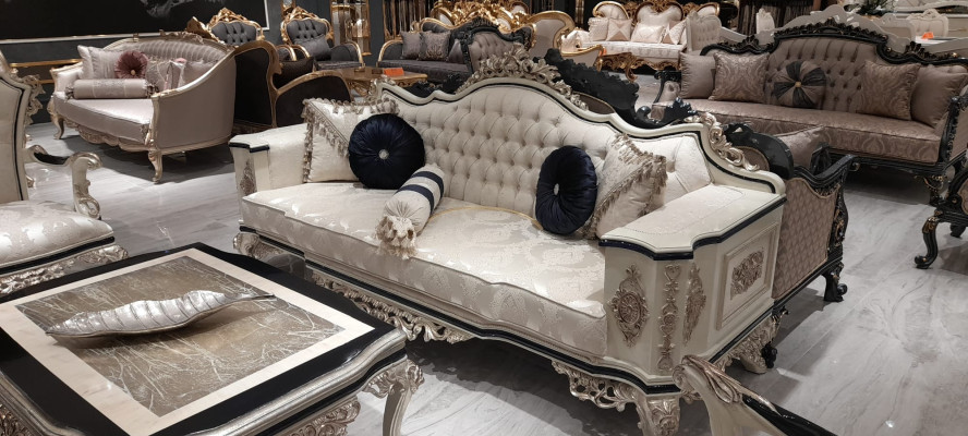 Chesterfield set de sofá 3+1 de lujo de 2 piezas. Sofá de tela para sala de estar.