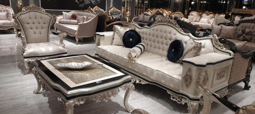 Sofá Chesterfield 3 plazas Sofá tapizado blanco nuevo