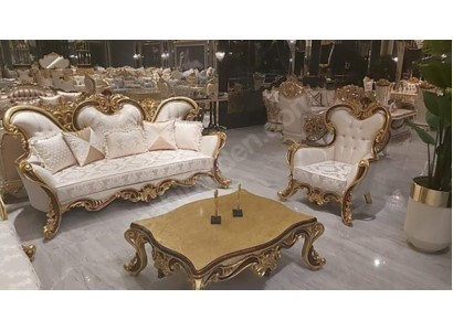 Juego de sofás Chesterfield 3+1 + Mesa de centro de madera Barroco Rococó