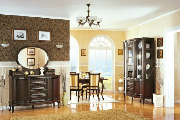 Sala de estar clásica Vitrina Cómoda Sillas Mesa Chippendale - 10 piezas.
