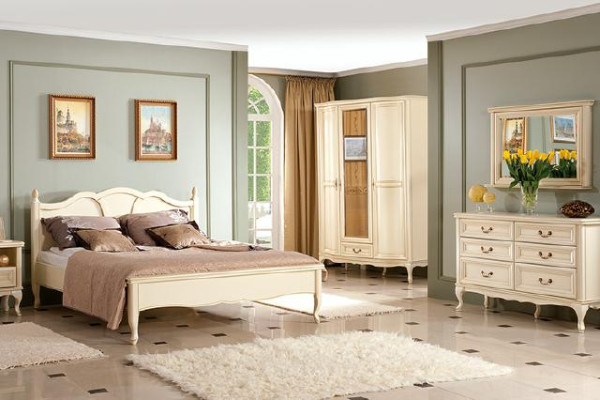 Conjunto de dormitorio cama cómoda armario mesita de noche Muebles italianos nuevos