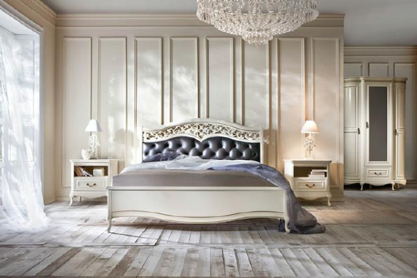 Estilo italiano Dormitorio completo Muebles Cama Mesilla de noche Armario Cómoda 2