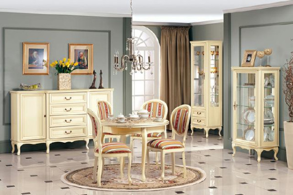 Mueble clásico de comedor Mesa Sillas Vitrina Rey Chippendale Versalles1