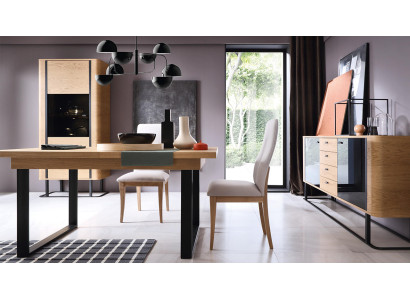 Conjunto de muebles de alta calidad para la sala de estar Vitrina + Mesa de comedor + Cómoda aparador
