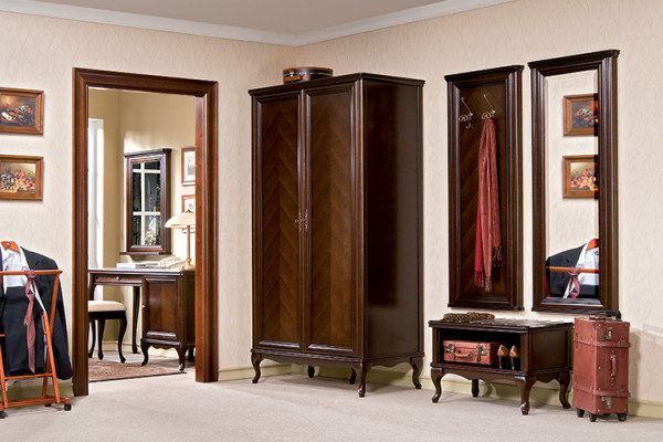 Juego de almacenaje de vestíbulo para entradas de madera auténtica, muebles italianos de vestíbulo.