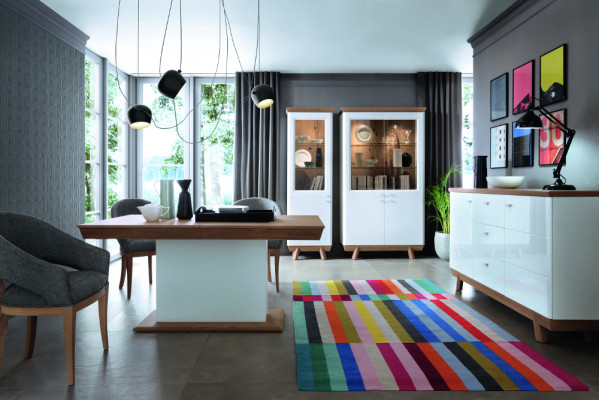 Conjunto de 4 piezas 1x vitrina 2x cómoda 1x mesa de comedor Diseño sala de estar comedor Nuevo