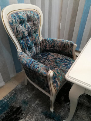 Conjunto de 6 sillas Sessel, asientos tapizados Chesterfield, sillas de diseñador con respaldo.