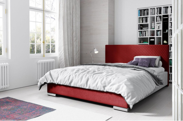 Marco de la cama Cama doble Cama Roja Cama conyugal Camas Cama tapizada Moderna Poliéster 180cm