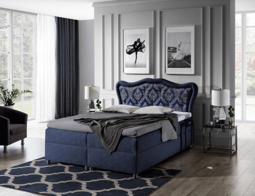 Cama clásica Cama con somier Barroco Muebles de dormitorio de lujo Decoración