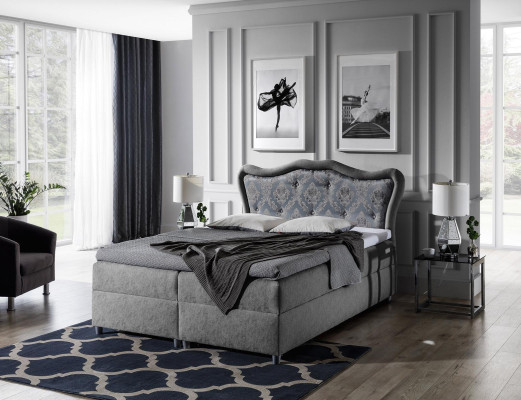 Cama clásica Cama con somier Barroco Muebles de dormitorio de lujo Decoración