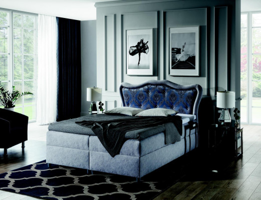Cama clásica Cama con somier Barroco Muebles de dormitorio de lujo Decoración