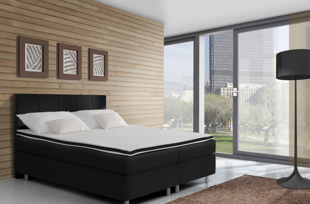 Cama con somier tapizado de imitación de cuero de diseñador de lujo doble de hotel