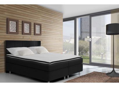 Cama con somier tapizado de imitación de cuero de diseñador de lujo doble de hotel