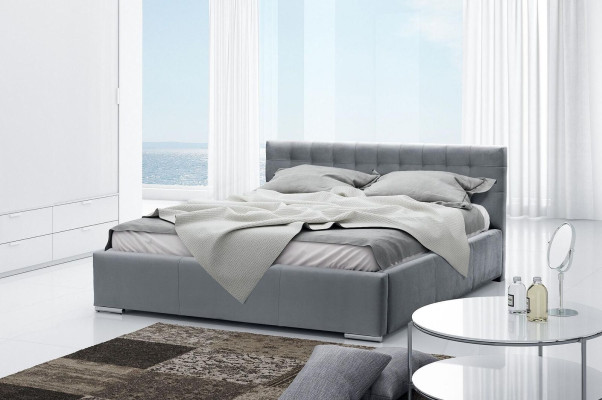 Marco de cama Cama doble Moderna Cama con cabecero Gris 160 cm habitación principal