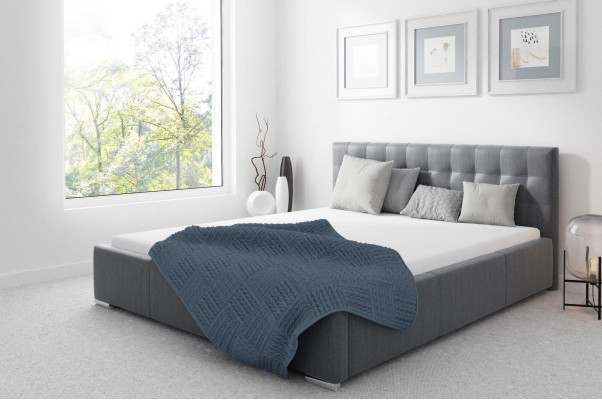 Marco de cama Cama doble Moderna Cama con cabecero Gris 160 cm habitación principal