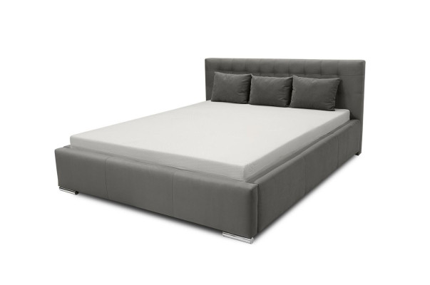 Marco de cama Cama doble Moderna Cama con cabecero Gris 160 cm habitación principal
