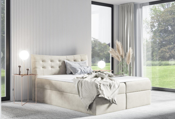 Cama Somier Caja de almacenamiento Cama boxspring Dormitorio Acolchado Diseño Doble Hotel 180x200