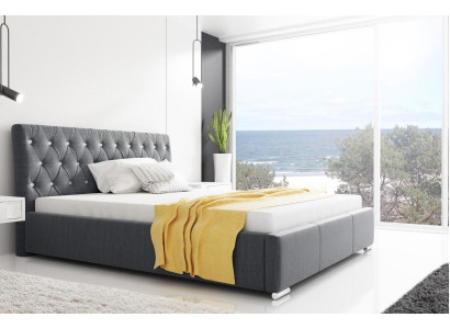 Estructura de la cama Cama Cama doble Cama matrimonial Marco de la cama Cama tapizada Camas 200x200 Gris