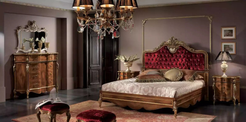 Dormitorio Muebles conjunto de 5 piezas Cama 2x Mesitas de noche Cómoda Clásico Madera