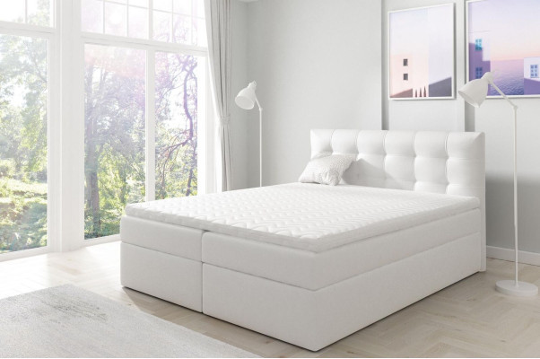 Cama con cajón de cama Cama matrimonial Cama tipo boxspring Cama doble Camas Cama tapizada Blanca Nueva