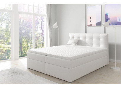 Cama con cajón de cama Cama matrimonial Cama tipo boxspring Cama doble Camas Cama tapizada Blanca Nueva