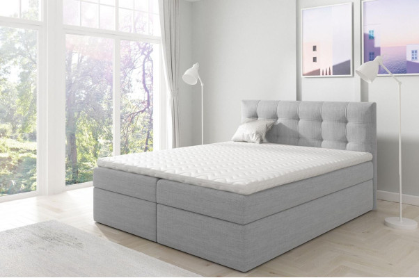 Cama con cajón de cama Cama matrimonial Cama tipo boxspring Cama doble Camas Cama tapizada Blanca Nueva