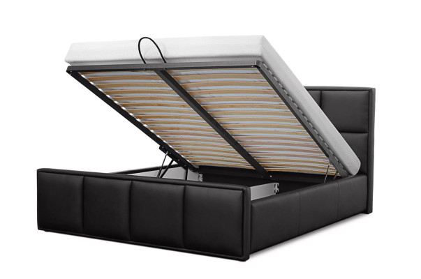 Cama doble Marco de cama Cama Muebles de cama Cama tapizada Camas Poliéster Moderno Negro