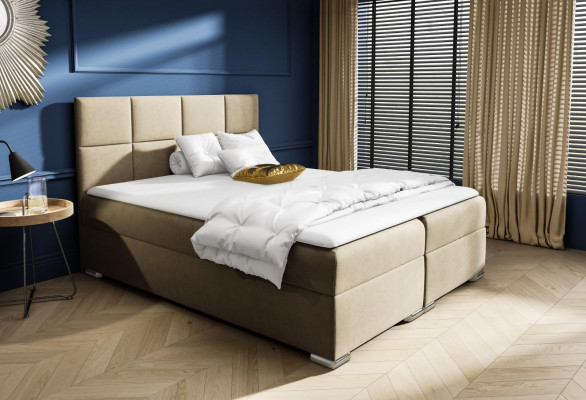 Cama de muelles tapizada para dormitorio doble de diseño moderno de hotel con cajón para cama.