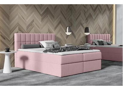 Cama rosa de tela Cama con somier tapizado de tela Diseño doble Hotel moderno con cajones de cama
