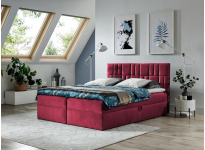 Cama doble Cama box spring Cama con cajón de almacenamiento Cama matrimonial Camas Cama tapizada Rojo Nuevo