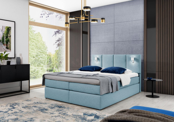 Cama Cama box Colchón Dormitorio Tapizado Diseño Doble Moderno Tela 200x200