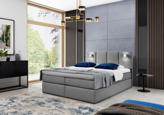 Cama Cama box Colchón Dormitorio Tapizado Diseño Doble Moderno Tela 200x200