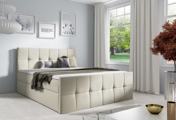 Cama Caja de almacenamiento de cama Cama con somier Dormitorio Tapizado Diseño Doble Moderno